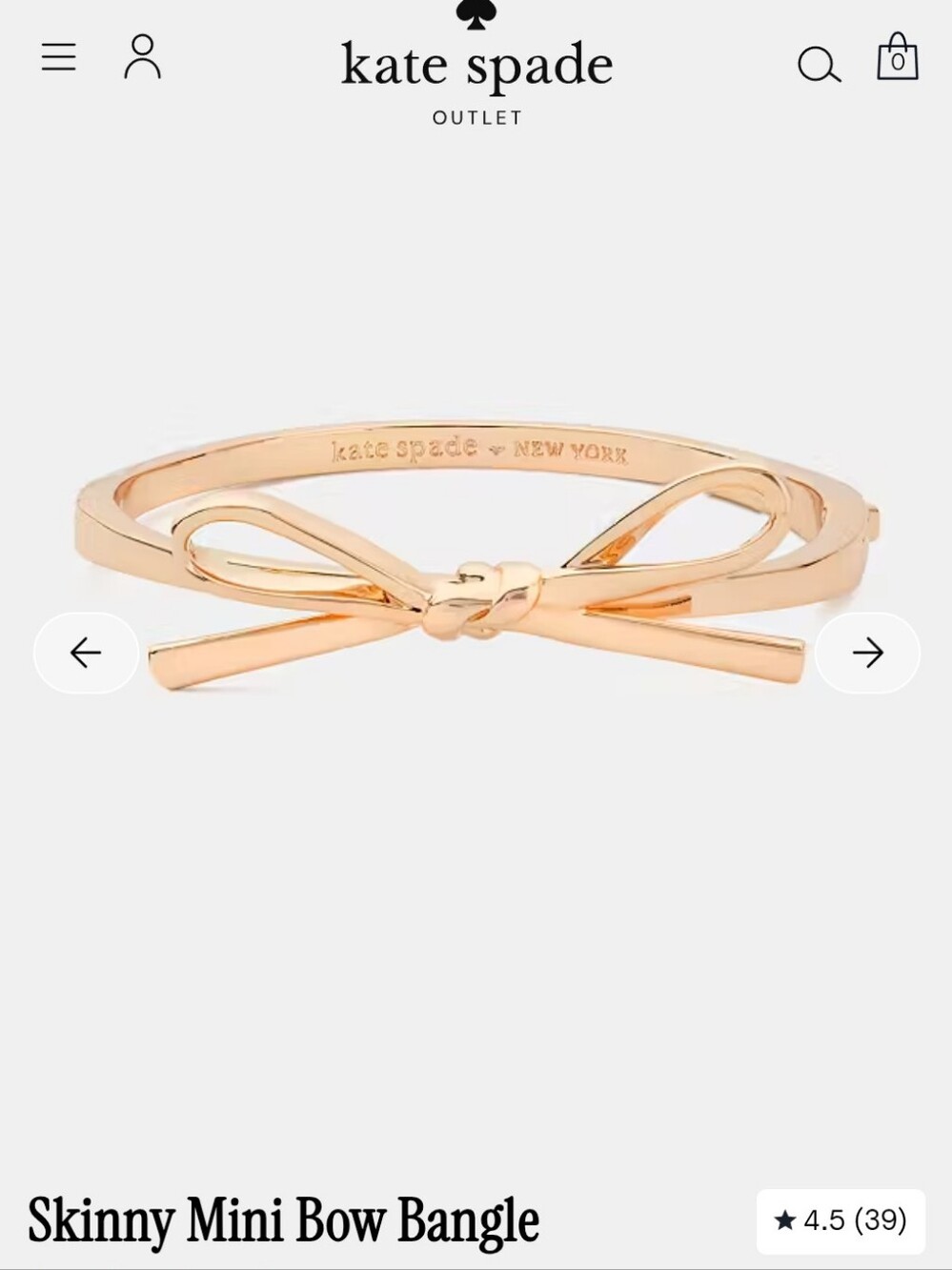 Rose Gold Mini Bow Bangle - Picture 1 of 4